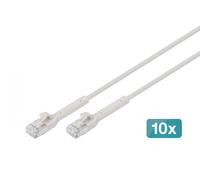 DIGITUS Cavo LAN Cat 6A - 0,5 m - 10 pezzi - 10 Gbps - connettore flessibile - versione slim AWG 32-7 - cavo di rete RJ45 - F-FTP - PoE+ - LSZH - compatibile con Cat7, Cat6, Cat5e - grigio