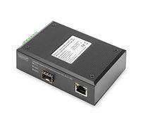 Digitus DN-652104 convertitore multimediale di rete 1000 Mbit/s Nero, RJ45/SFP - Gigabit - PoE+, Industrial / DIN-Rail