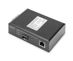 Digitus DN-652104 convertitore multimediale di rete 1000 Mbit/s Nero, RJ45/SFP - Gigabit - PoE+, Industrial / DIN-Rail