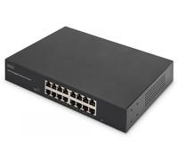 DIGITUS DN-80112-2 - Switch di rete Gigabit - 16 porte - non gestito - senza ventola - supporto VLAN e CCTV - 16x RJ45-10/100/1000 Mbit/s - staffe di montaggio da 19 pollici incluse - nero