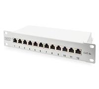 DIGI 91612SEAG - Pannello patch, Cat. 6a, 1 U, 12 porte, schermato, grigio