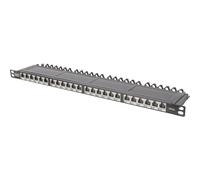 DIGI 91624SSLEA - Pannello patch, Cat. 6a, 0,5 U, 24 porte, schermato, nero