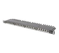 DIGI 91624SSLEA - Pannello patch, Cat. 6a, 0,5 U, 24 porte, schermato, nero