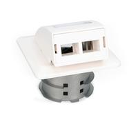 DIGITUS DN-93201 - Presa di connessione in fibra ottica FTTH - 2 porte - per adattatori SC o LC - Presa di rete da incasso - FTTB FTTx - Bianco