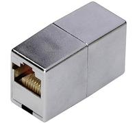 DIGITUS DN-93901, Accoppiatore RJ45 Cat 5e, 1 pezzo, Prolunga cavo Lan, Connettore cavo di rete Cat5e, Compatibile PoE, Accoppiatore modulare, Per switch, DSL, modem, router, PC, Argento
