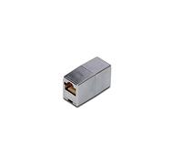 DIGITUS DN-93901, Accoppiatore RJ45 Cat 5e, 1 pezzo, Prolunga cavo Lan, Connettore cavo di rete Cat5e, Compatibile PoE, Accoppiatore modulare, Per switch, DSL, modem, router, PC, Argento