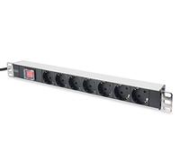 DIGITUS Ciabatta elettrica 19" - 7 prese - 1U - 250VAC - 50/60Hz - 16A - 4000W - Con interruttore
