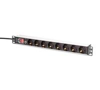 DIGITUS DN-95436 - Presa multipla da 19" - 8 prese - 1U - Con interruttore e protezione da sovraccarico - 250 V CA 50/60 Hz 16 A 4000 W - Per armadi di rete e server da 19 pollici