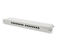 Digitus DN91516S Pannello Patch 19" Schermato Stp 16 Porte 8 Poli Rj45 per Reti Categoria 5E, 1 Unità