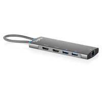 DIGITUS Docking station USB-C - 9 porte - 2x HDMI 2.0, 5x USB 3.2 Gen 1 | 1x RJ45 Gigabit Ethernet - UHD 4K 60 Hz - Power Delivery da 100 W - 9-in-1 - Grigio