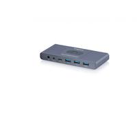 DIGITUS DS-12855 - Switch KVM USB-C - 2 PC 1 Monitor - 3X USB-A, 1x Tipo C 5 Gbit/s - HDMI 2.0 UltraHD 4K 60 Hz - Jack da 3,5 mm - Telecomando con Cavo - Grigio