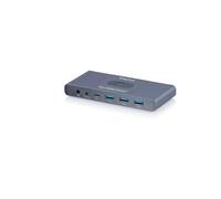 DIGITUS DS-12855 - Switch KVM USB-C - 2 PC 1 Monitor - 3X USB-A, 1x Tipo C 5 Gbit/s - HDMI 2.0 UltraHD 4K 60 Hz - Jack da 3,5 mm - Telecomando con Cavo - Grigio