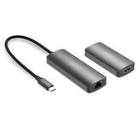 DIGITUS DS-55343 Estensore da USB-C a HDMI - UHD 4K 120 Hz - 30 m tramite cavo LAN - Set: Trasmettitore e Ricevitore - HDMI 2.1, HDCP 2.3, USB 3.1 - HDR, Colore profondo