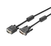 DIGITUS DVI adapter cable, DVI(24+5) - HD15, 2x ferrit M/M, 2.0m, DVI-I Dual Link, nero