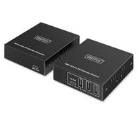 DIGITUS Extender USB 3.2 Gen1 su Ethernet - Hub USB a 4 Porte - 3X Tipo A, 1x Tipo C - Raggio di 100 m con Cavo di Rete Cat 6 - 5 Gbps - Nero