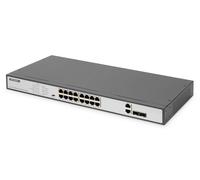 Switch di rete Digitus 16 Port Fast Ethernet PoE Switch, 19 Inch, Unmanaged, 2 Uplinks [DN-95342-1]