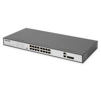 Switch di rete Digitus 16 Port Fast Ethernet PoE Switch, 19 Inch, Unmanaged, 2 Uplinks [DN-95342-1]