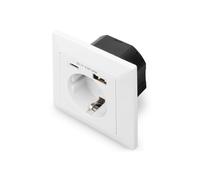 DIGITUS Flush-Mounted Socket with USB Charging Device - 1x USB-A to 2.8A / 1x US