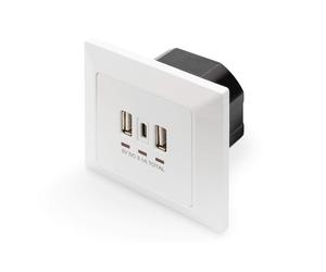 DIGITUS Flush-Mounted USB Charging Device - 2x USB-A to 2.8A / 1x USB-C to 2.8A