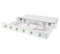 DIGITUS FO Splice Box 6 accoppiatori - LC/APC - OS2-1U 19 Pollici - Duplex monomodale - con Cassetta di Giunzione - Montaggio a Rack - Grigio