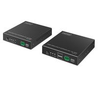 Digitus HDMI Fiber KVM IP Set estensore - UHD 4k 60Hz - HDMI 2.0 - Portata MM 300 m e SM 40 km - Trasmettitore e ricevitore - Fino a 253 ricevitori - 2x USB per mouse, tastiera - Punto a punto - Nero