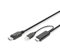 DIGITUS HDMI to DP Adapter Cable 2 m 4K @ 30Hz External Power Source USB - A