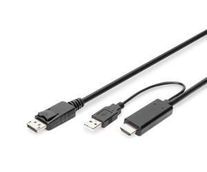 DIGITUS HDMI to DP Adapter Cable 2 m 4K @ 30Hz External Power Source USB - A