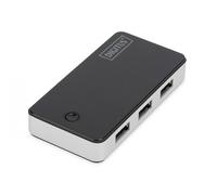 DIGITUS DA-70231 - Hub USB 3.0 DIGITUS, 4 porte, nero/alluminio, con alimentatore