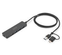 Digitus Hub USB 3.0 DA-70236 - 4 porte, alimentazione USB-C, 5 Gbit/s - Nero