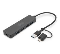 DIGITUS Hub USB 3.0 4 porte Slim Line USB 3.2 Gen 1 (3.1 Gen 1) Type-A DA-70235