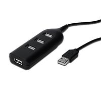 Hub DIGITUS USB - 4 porte - USB 2.0 ad alta velocità - 480 MBit/s - Alimentazione USB - Nero, Versione Mobile
