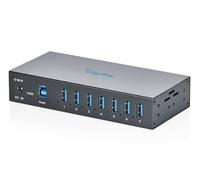 DIGITUS Hub USB industriale - 7 porte - USB 3.2 Gen1 - 5 Gbit/s | 7 porte USB-A - IP30 - Ingresso alimentazione CC o morsettiera - Protezione ESD - Montaggio su guida DIN