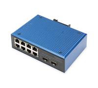 DIGITUS Industrial 10 Port Fast Ethernet PoE Network Switch - 8X RJ45 + 2X Gigab