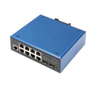 DIGITUS Industrial 10-Port Gigabit Ethernet PoE Network Switch - 8X RJ45 + 2X SF