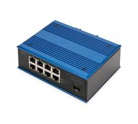 DIGITUS Industrieller 8+1-Port Gigabit Ethernet PoE Switch Unmanaged, 8 RJ45-Ans