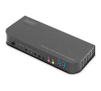 DIGITUS Switch KVM HDMI - 2 porte singolo display - 2 PC 1 monitor - 1x mouse, tastiera e audio per 2 computer - UHD 4K@60Hz (4096 x 2160p) - Commutatore hot-key - 2x hub USB 3.0 - Nero