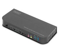 DIGITUS Switch KVM HDMI - 2 porte singolo display - 2 PC 1 monitor - 1x mouse, tastiera e audio per 2 computer - UHD 4K@60Hz (4096 x 2160p) - Commutatore hot-key - 2x hub USB 3.0 - Nero