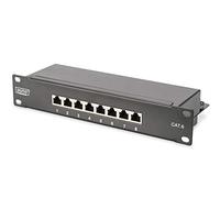 DIGITUS LSA Patch-Panel Cat-6 - 8 porte - 10 pollici Rack - 1 U - Schermato - Classe E - Nero RAL 9005