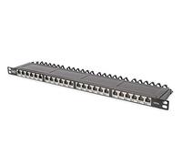 DIGI 91624SSLEA - Pannello patch, Cat. 6a, 0,5 U, 24 porte, schermato, nero