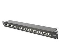 DIGITUS LSA Patch-Panel Cat-6A - 24 porte - 1 U - Schermato A - Flap di protezione dalla polvere - Nero RAL 9005