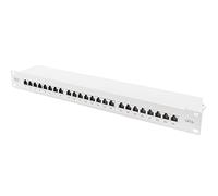DIGITUS LSA Patch-Panel Cat-6A - 24 porte - 1 U - Schermato - Classe EA - Protezione antipolvere - Grigio RAL 7035