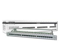 DIGITUS LSA Patch-Panel Cat-6A - 24 porte - 1 U - Schermato - Classe EA - Protezione antipolvere - Grigio RAL 7035