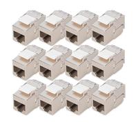 DIGITUS Modulo Keystone Cat-6A schermato - 12 Pezzi - Versione compatta - Presa RJ45 - 500 MHz 10GBase-T - AWG 26-22 - Designabile - con Fascette - Montaggio Senza Attrezzi