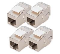 DIGITUS Modulo Keystone Cat-6A schermato - 4 Pezzi - Versione compatta - Presa RJ45 - 500 MHz 10GBase-T - AWG 26-22 - Designabile - con Fascette - Montaggio Senza Attrezzi