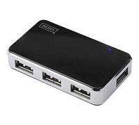 Digitus Mozzo USB - 4 porte - USB 2.0 ad alta velocità - 480 MBit/s - Plug&Play - Cavo di collegamento 66 cm - Nero, Custodia In Plastica