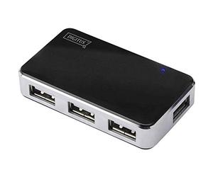 Digitus Mozzo USB - 4 porte - USB 2.0 ad alta velocità - 480 MBit/s - Plug&Play - Cavo di collegamento 66 cm - Nero, Custodia In Plastica
