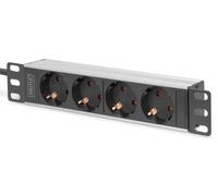 DIGITUS Multipresa a 4 vie - 1U - 10 pollici (254 mm) - montaggio su rack in arm