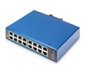 DIGITUS Network Switch - 16-Port Gigabit Ethernet - DIN-Rail Mounting - Terminal