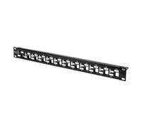 Digitus Pannello Patch 19" Modulare 24 Porte Schermate a Porte Sfasate 1U Nero (Senza Moduli)