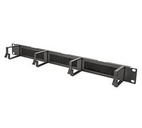 DIGITUS Pannello passacavi con boccola, 1U, 4 staffe di guida 44 x 60 mm, 19 pollici, Per armadi di rete e cavi di rete, Nero